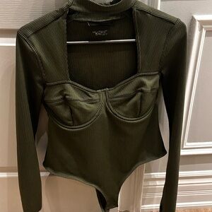 Reebok Cardi B Green Fitted Bustier Bodysuit